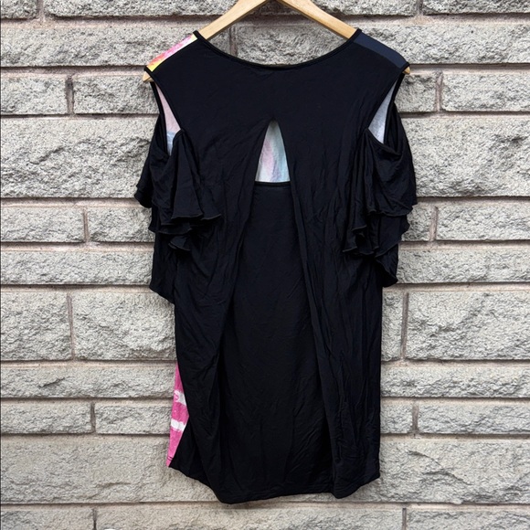 Simon Chang Multicolor Abstract Short Sleeve Top - Picture 5 of 5